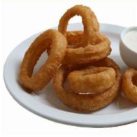 Beer Battered Onion Rings · With ranch.