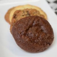 Quattro Cioccolato Cookie · Four kinds of chocolate all mixed up in one amazing cookie.  This cookie has a firm outer sh...