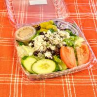 The Greek Salad · Crispy lettuce, cucumber, tomatoes, red onions, kalamata olives pepperoncini, feta cheese an...