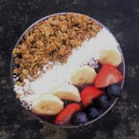 Classic Acaí Bowl · Acaí
Toppings: natural honey almond granola, fresh strawberry, fresh blueberries, banana, co...