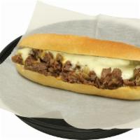 Triple Cheesesteak Cheesesteak · Onions topped with cheddar, provolone and white American.