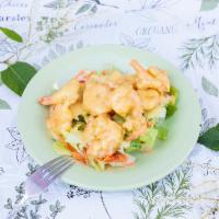 Rock Shrimp Salad · Served on bed of lettuce topped with coconut sauce.