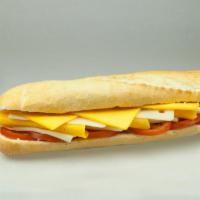4 Cheese Sandwich · American, cheddar, Swiss, provolone, mayo and tomato on a french baguette. 