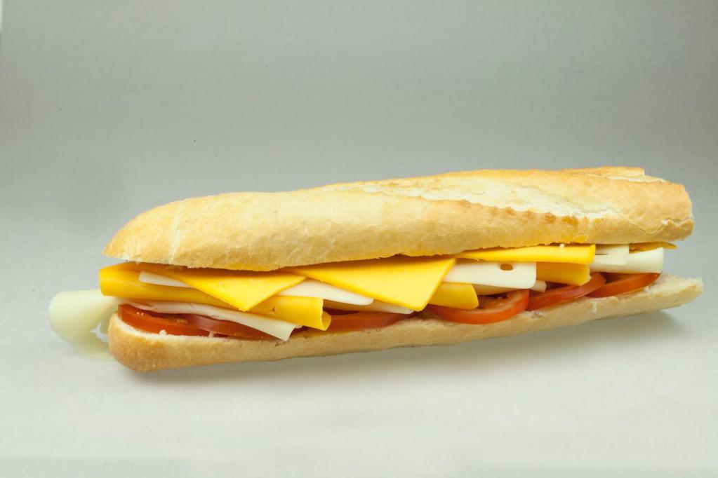 4 Cheese Sandwich · American, cheddar, Swiss, provolone, mayo and tomato on a french baguette. 