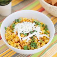 Mexican Corn · Topped with our homemade chipotle aioli, cotija cheese, lime, Korean chili flakes and cilant...