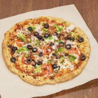 Supreme Calzone · Ricotta, Pepperoni, Ham, Ground Beef, Onions, Green Peppers, Black Olives, Mozzarella, with ...