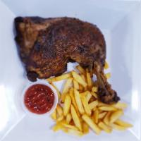 Suya Chicken - Thigh · African style grilled chicken served french fries 