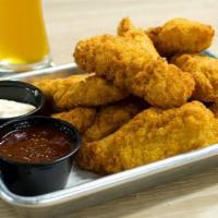 Tenders · 1/2 lb. chicken tenders with a choice of wing sauce and saucy ranch or creamy blue cheese.