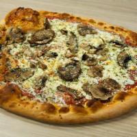 Fungus Amongus Pizza · Boursin, Parmesan, goat cheese, pecorino Romano, assorted mushrooms, spinach, caramelized on...