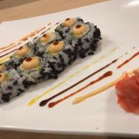 M15. Black Pearl Roll · 8-10 pieces. Spicy crab meat, avocado roll, black rice outside and spicy mayo sauce. Non raw.