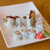 H. Shrimp Tempura Roll and California Combination Meal · 6 pieces California roll and 5pieces shrimp tempura roll.