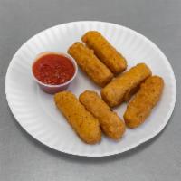 3. Mozzarella Sticks · Mozzarella cheese that has been coated and fried.