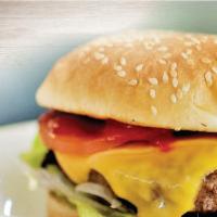 Fresh Certified Angus Burger · Angus beef burger.