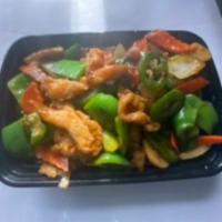 Chicken Jalapeno · Crispy fried beef tossed in a sweet and spicy sesame sauce. Hot and spicy. Comes with fried ...