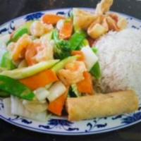 Shrimp with Vegetables · Served with Fried or Steamed Rice & Fortune Cookie
