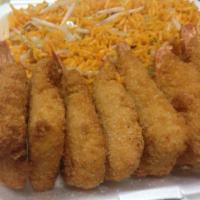 Fried Jumbo Shrimp · 8 pieces. Served with French fries or white rice. 