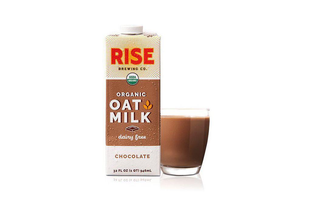 Chocolate Oat Milk · Our Chocolate Oat Milk was love at first taste. Our ingredients do not include any gums or binders - simply organic oats, organic cocoa, organic sunflowers, water and a dash of sea salt. It’s creamy, naturally sweetened and refreshingly smooth. Our Oat Milk is proudly Organic, Non-GMO and Gluten-Free. INGREDIENTS: organic oats, organic sunflower oil, water, sea salt, organic cane sugar, organic cocoa powder (processed with alkali)