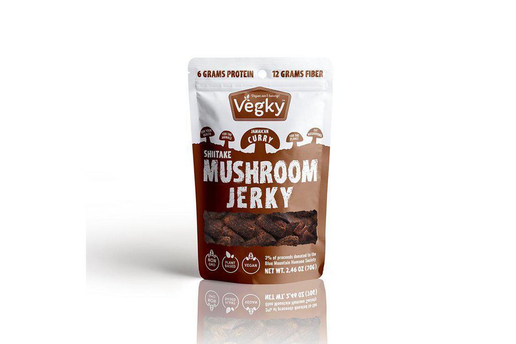 Curry Mushroom Jerky · Ingredients: shiitake mushroom stems, salt, soy sauce, soy bean oil, sugar, five spice powder, curry powder, white pepper, potassium sorbate - These nutritiously dense gems of nature are packed with countless health benefits. These ranges from antimicrobial properties to promoting skin, cardiovascular and skeletal health. Curb your hunger in between meals and be guilt free eating our delicious and cruelty free gourmet mushrooms.