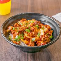 Spicy Chicken Bulgogi Bowl · Spicy chicken in Gochujang sauce.
