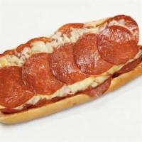 Pizza Sub · Pizza in a sub! This sub includes tomato sauce, mozzarella cheese and pepperoni.