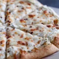 Medium White Pizza · Our unique and flavorful white pizza, a customer favorite!