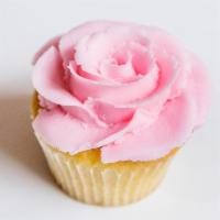 Vanilla Cupcake with Marshmallow Frosting (white color frosting not pink) · The frosting is in the shape of a beautiful rose. Our customer's favorite for special occasi...
