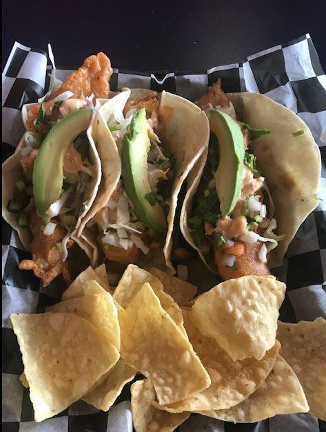 Pescado | Fish Tacos · Standard Toppings: Cilantro & Onions.
Choice of Tortilla: Corn or Flour.  
Served with a side of chips & your choice of a salsa.
