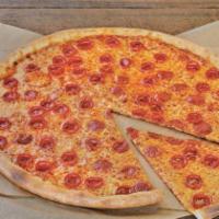 Pepperoni Pizza · Flippin' Pizza sauce with 100% whole milk mozzarella and pepperoni.