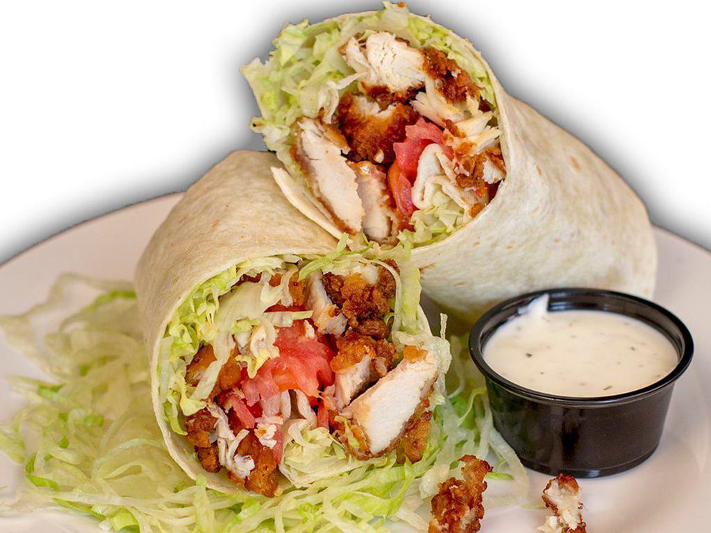 Chipotle Chicken Wrap · Chicken, lettuce, shredded cheese, and chipotle dressing.