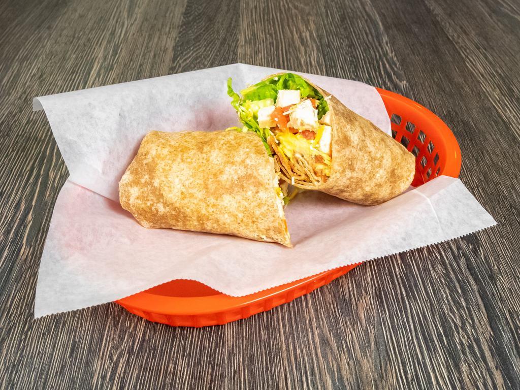 Southwest Wrap · Chicken, bacon, lettuce, tomato, cheddar jack, ranch dressing and avocado.