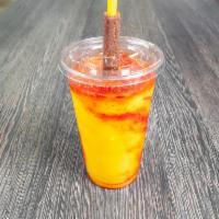 Mango-Nada Smoothie · Peach, mango, chili powder and chamoy.