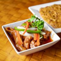 Pork Ragou Breakfast · Combination of pork boiled with fresh spices, carrots, sweet pepper, potatoes, ect.