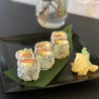 PHILADELPHIA ROLL · Parve cream cheese, smoked salmon and avocado sushi roll