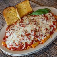  Baked Ziti Pasta  · Topped with meat sauce and Italian cheeses.