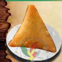 1. Sambusa · Triangularly shaped pastry crust filled with lentil, green pepper and onion.
