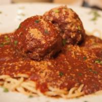 Spaghetti and Meatballs · Long thing pasta.