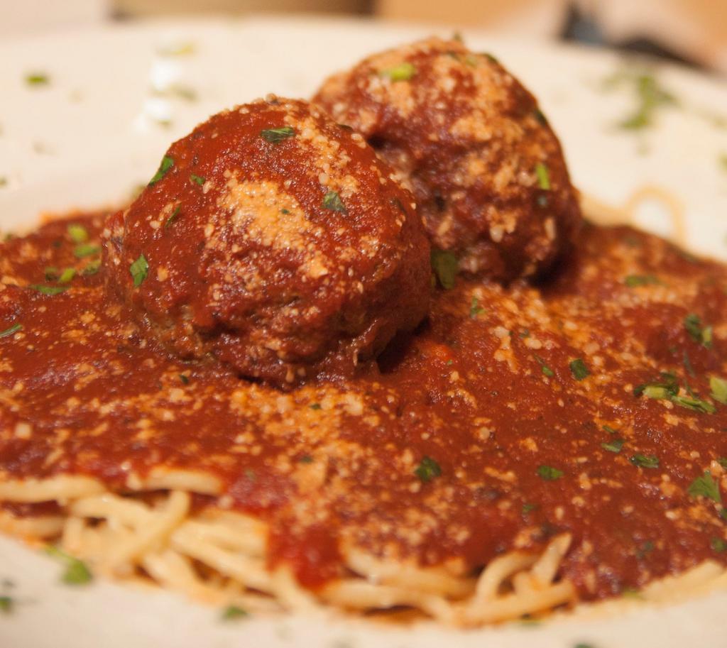 Spaghetti and Meatballs · Long thing pasta.