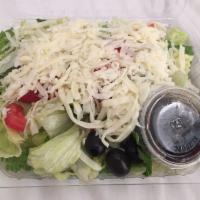 Antipasto Salad · Lettuce, tomatoes, pepperoni, ham, onions, hot pepper rings, green and black olives, white c...