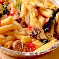 3. Chicken Pasta · Penne pasta, red pasta sauce and grilled chicken pieces and topped with our cheese blend. In...