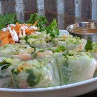 4. Fresh Spring Roll with Shrimp · Fresh shrimp rolls wrapped in rice paper with lettuce, carrot, vermicelli noodles, cilantro,...