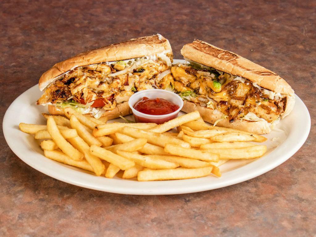 Grilled Chicken Sandwich · Served with fries.
