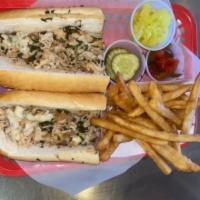 Steak Italian Cheesesteak  · Provolone cheese, spinach, with or without onions. Add extras for an additional charge.