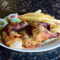 1/4 Charcoal Broiled Chicken · Peruvian style. Served with choice of 2 sides.