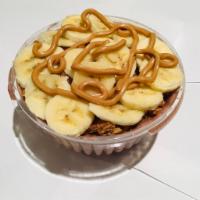 Muscle Bowl · Base - chocolate or vanilla whey protein. Acai with banana. Toppings - granola, banana, pean...