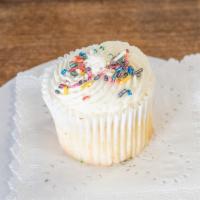 Vanilla with  Vanilla Buttercream · Basic vanilla cupcake with handmade vanilla buttercream.