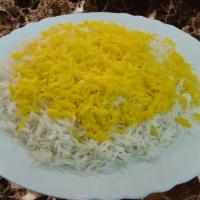 Saffron Basmati Rice · Basmati Rice Topped with Saffron.