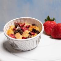 Strawberry Bread Pudding · Our delicious bread pudding in a new summer version. Fresh strawberries combined with chocol...