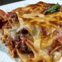 Sicilian Pasticcio  · Our real Sicilian home style lasagna: ground beef stuffed, bay leaf, basil, celery, carrot, ...