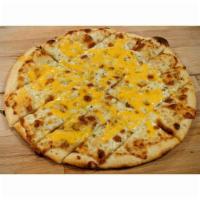 Ranch Strips · Fresh hand-tossed brushed with a creamy white garlic sauce, topped with whole milk mozzarell...