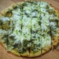 Pesto Pizza Chips · Fresh, thin, hand-tossed dough topped with basil pesto sauce (made with basil leaves, fresh ...